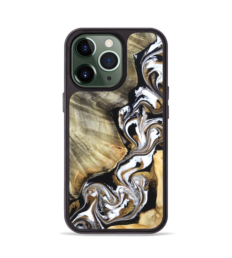 iPhone 13 Pro Wood Phone Case - Yaakov (Black & White, 820507)