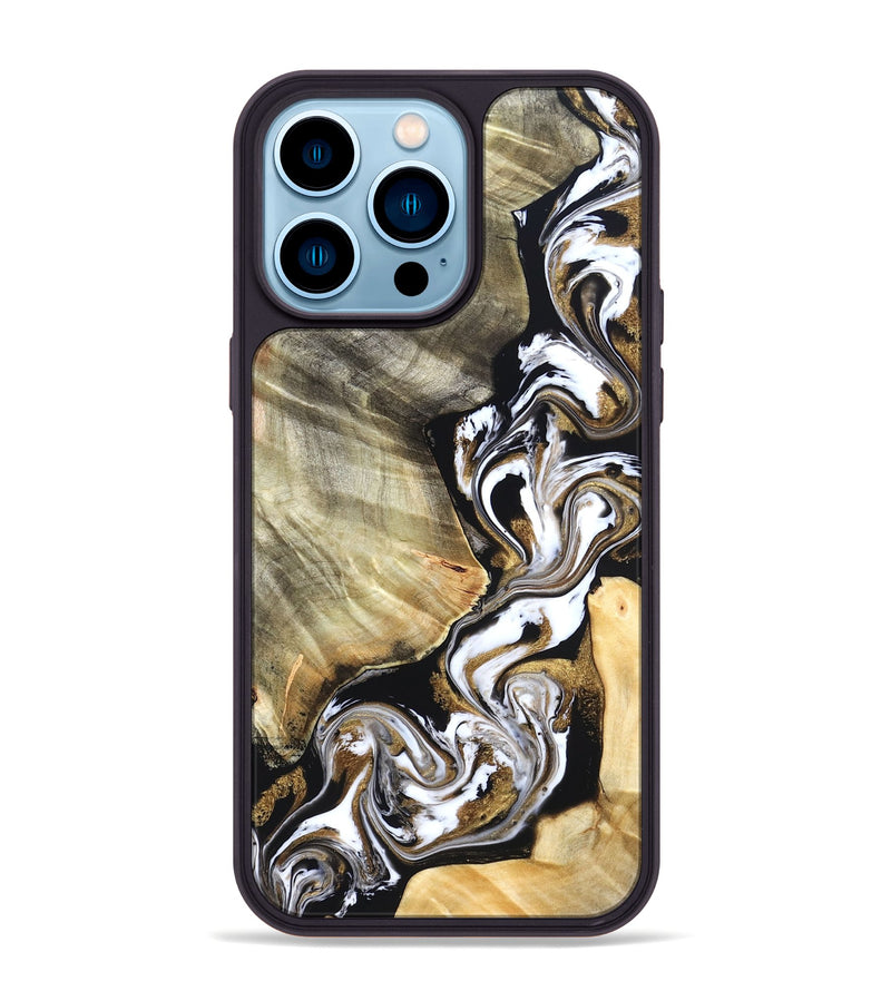 iPhone 14 Pro Max Wood Phone Case - Yaakov (Black & White, 820507)