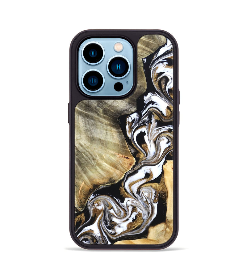 iPhone 14 Pro Wood Phone Case - Yaakov (Black & White, 820507)