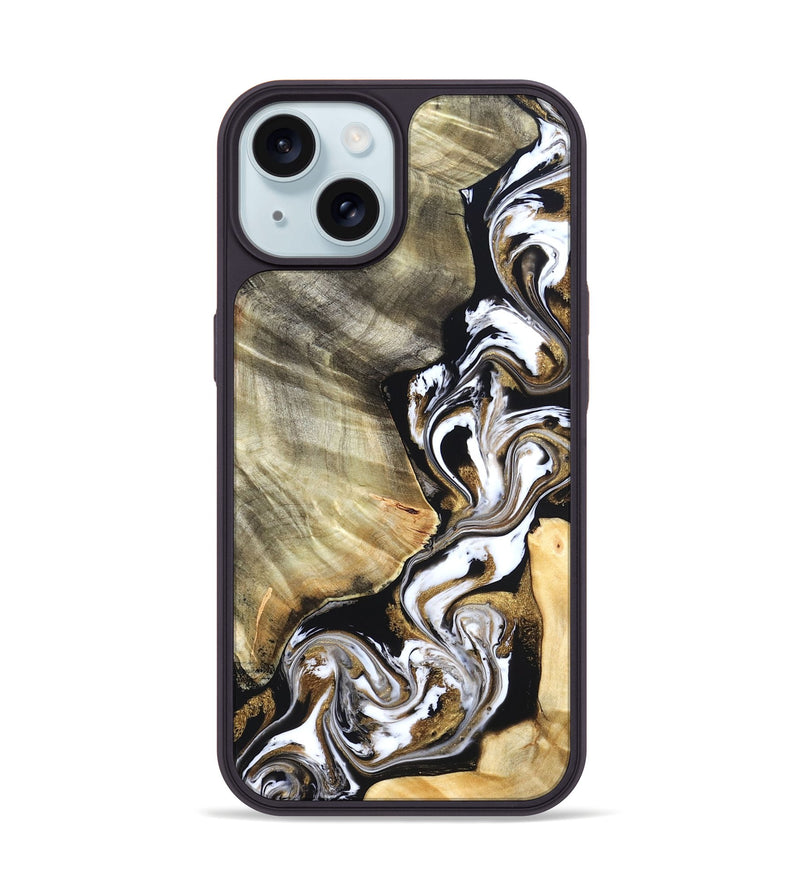 iPhone 15 Wood Phone Case - Yaakov (Black & White, 820507)