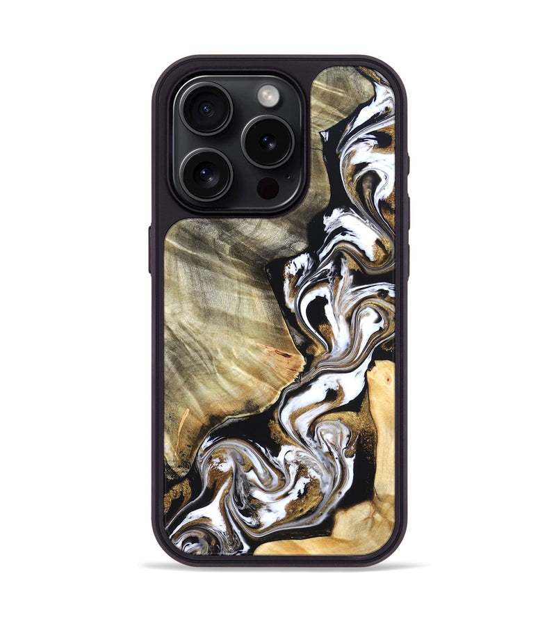 iPhone 15 Pro Wood Phone Case - Yaakov (Black & White, 820507)