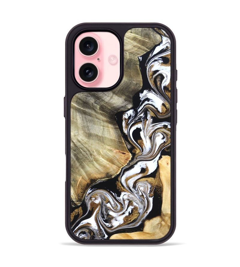 iPhone 16 Wood Phone Case - Yaakov (Black & White, 820507)