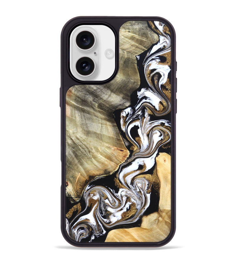 iPhone 16 Plus Wood Phone Case - Yaakov (Black & White, 820507)