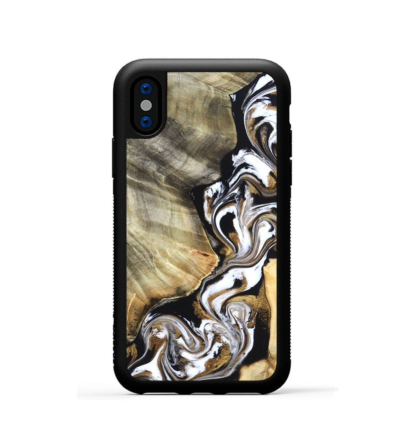iPhone Xs Wood Phone Case - Yaakov (Black & White, 820507)