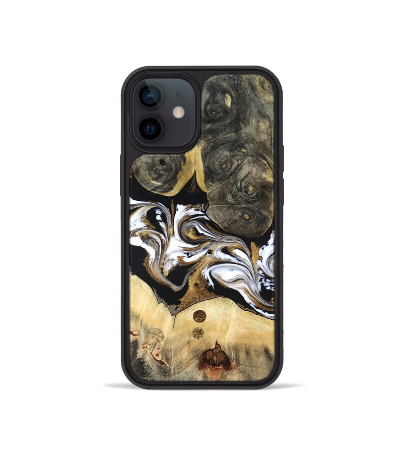 iPhone 12 mini Wood Phone Case - Vanesa (Black & White, 820508)