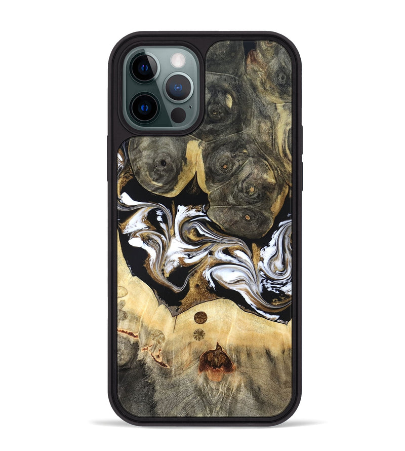 iPhone 12 Pro Max Wood Phone Case - Vanesa (Black & White, 820508)
