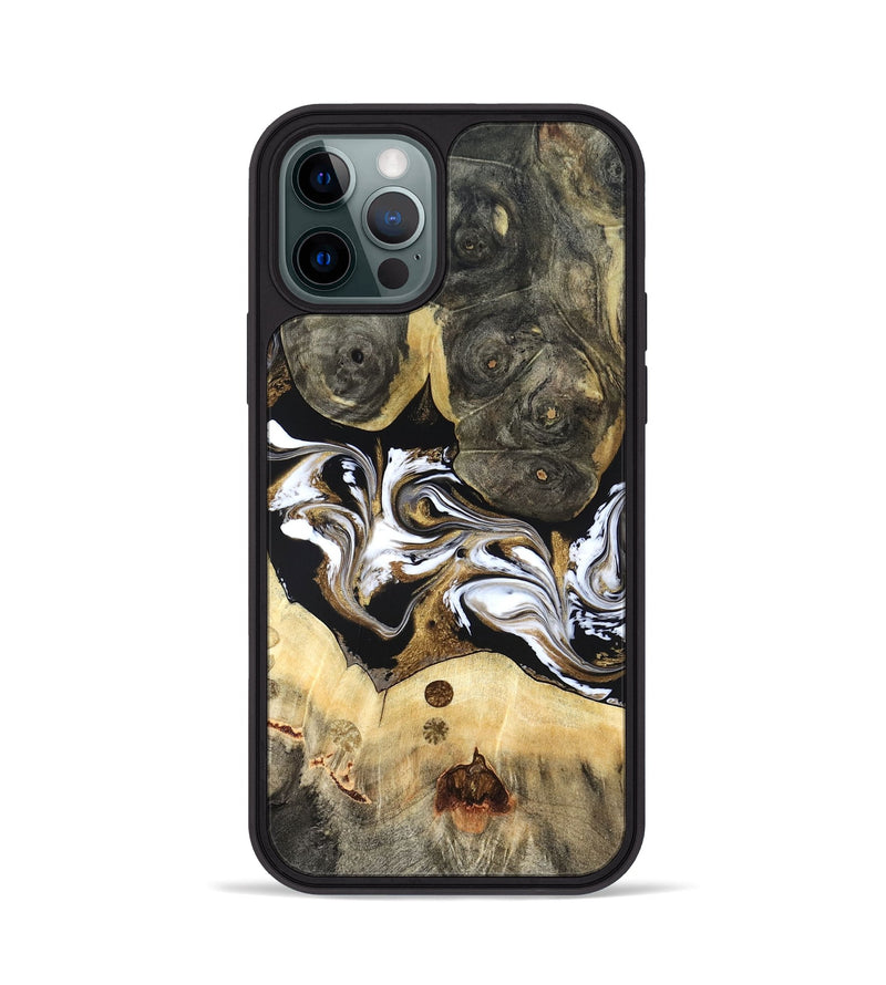 iPhone 12 Pro Wood Phone Case - Vanesa (Black & White, 820508)