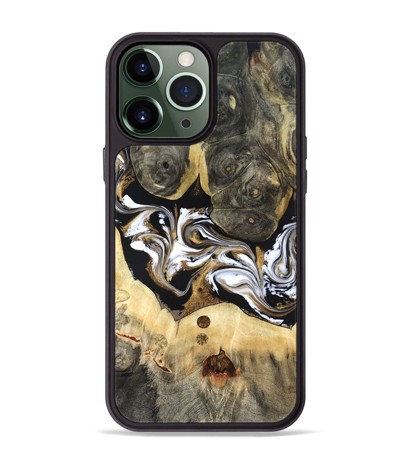 iPhone 13 Pro Max Wood Phone Case - Vanesa (Black & White, 820508)