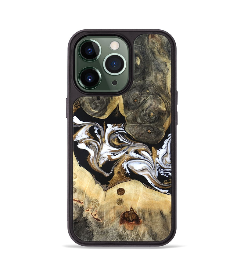 iPhone 13 Pro Wood Phone Case - Vanesa (Black & White, 820508)