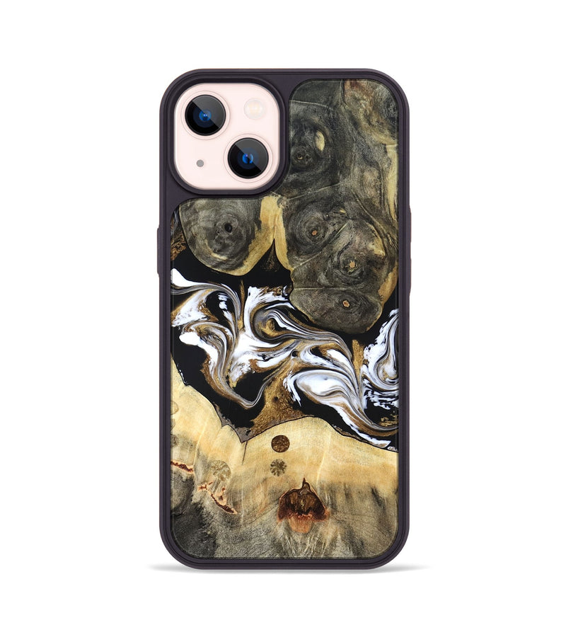 iPhone 14 Wood Phone Case - Vanesa (Black & White, 820508)