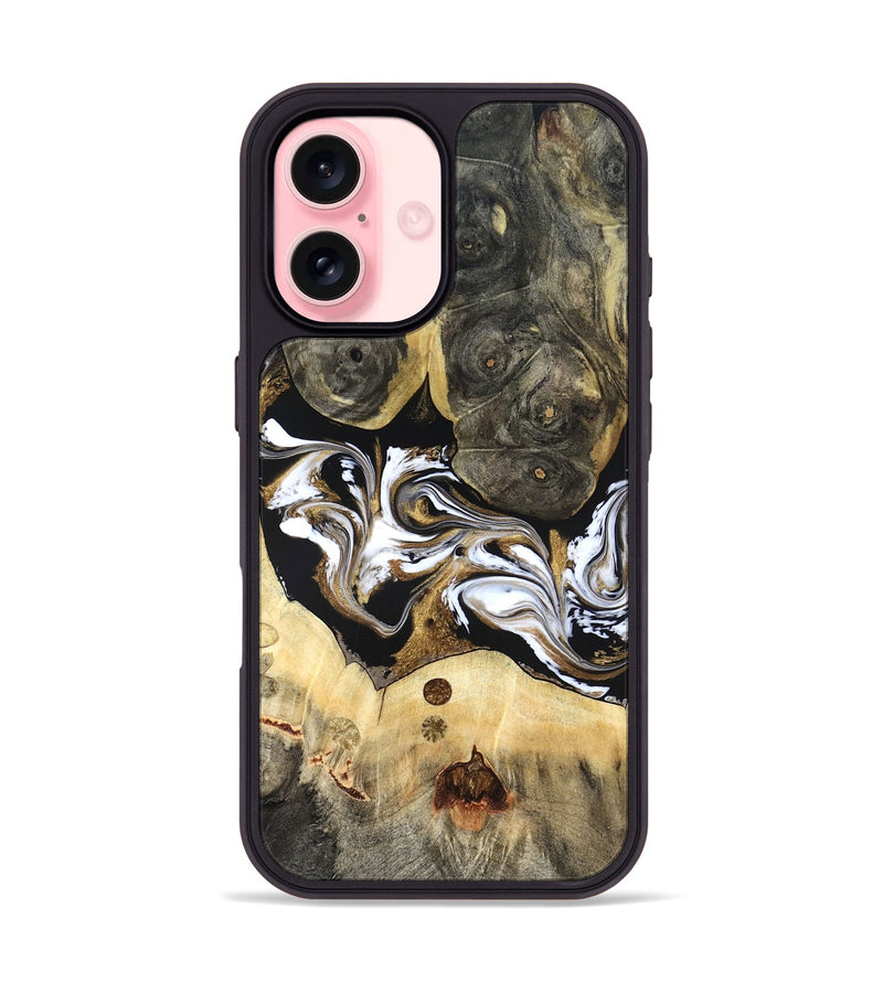 iPhone 16 Wood Phone Case - Vanesa (Black & White, 820508)