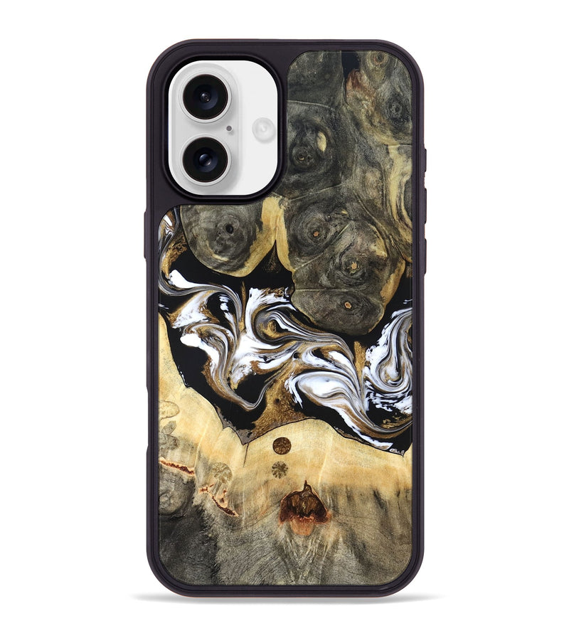 iPhone 16 Plus Wood Phone Case - Vanesa (Black & White, 820508)