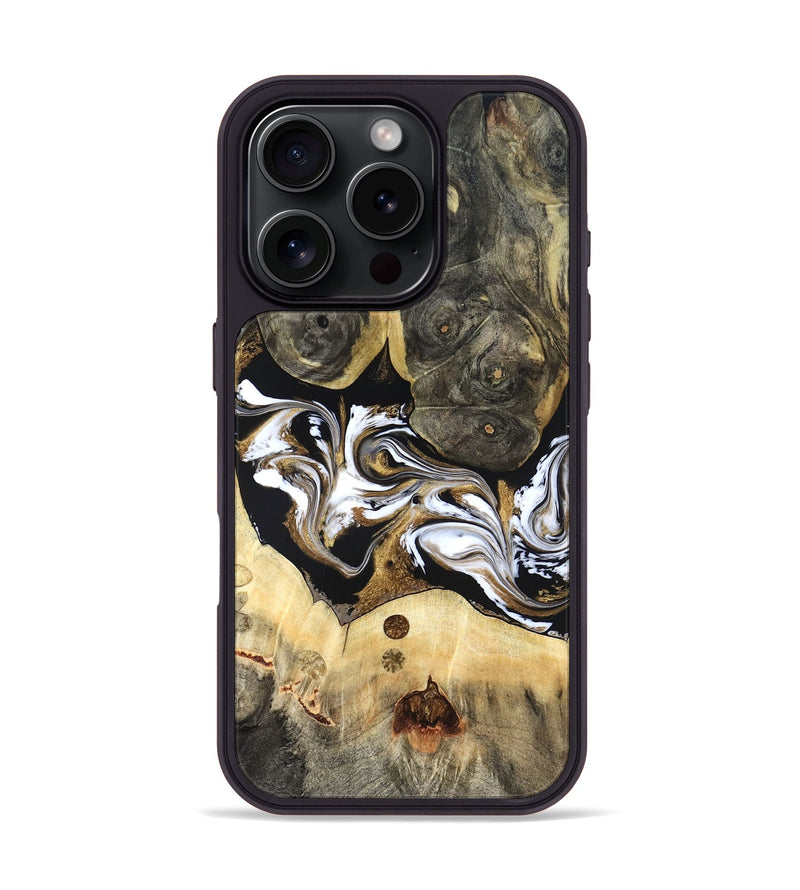 iPhone 16 Pro Wood Phone Case - Vanesa (Black & White, 820508)