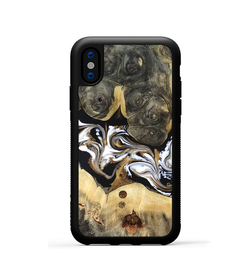 iPhone Xs Wood Phone Case - Vanesa (Black & White, 820508)