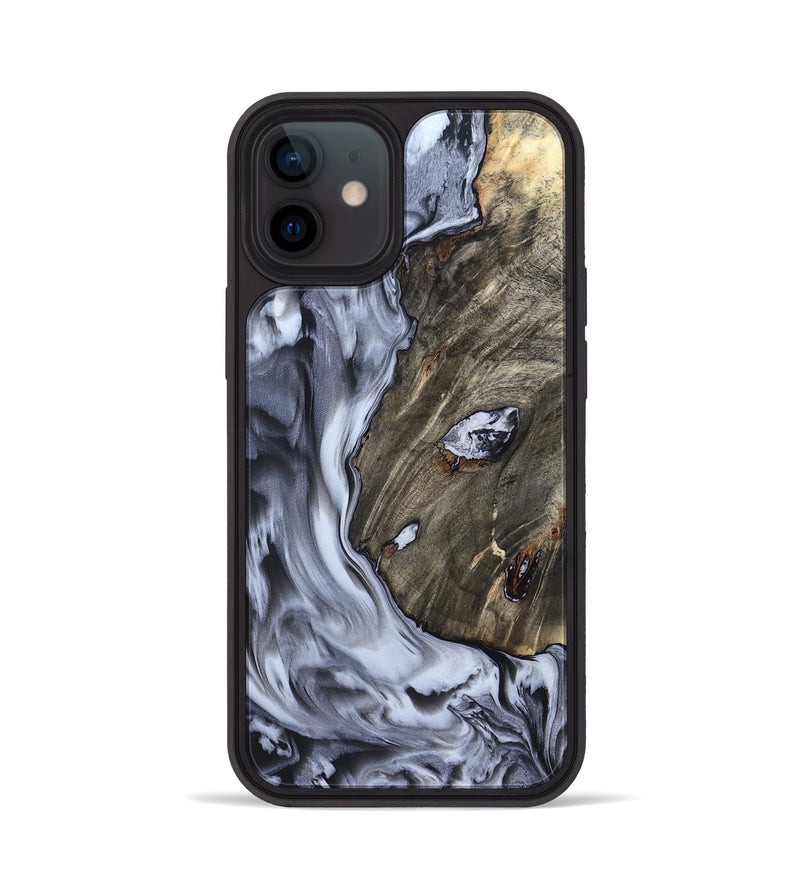 iPhone 12 Wood Phone Case - Taurean (Black & White, 820509)