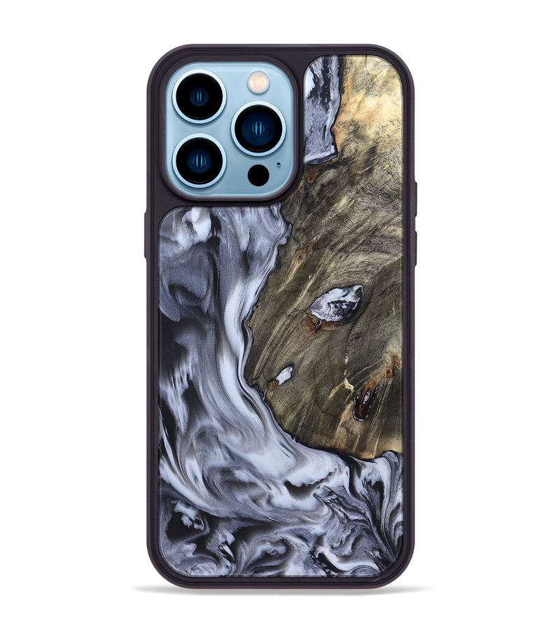 iPhone 14 Pro Max Wood Phone Case - Taurean (Black & White, 820509)