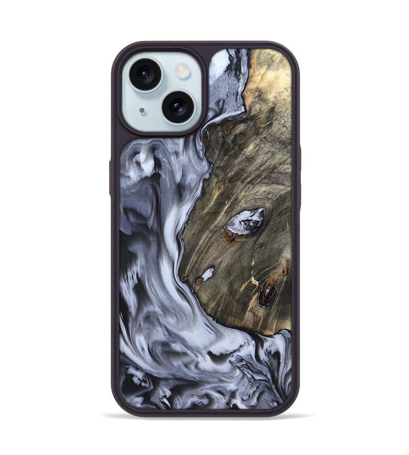 iPhone 15 Wood Phone Case - Taurean (Black & White, 820509)