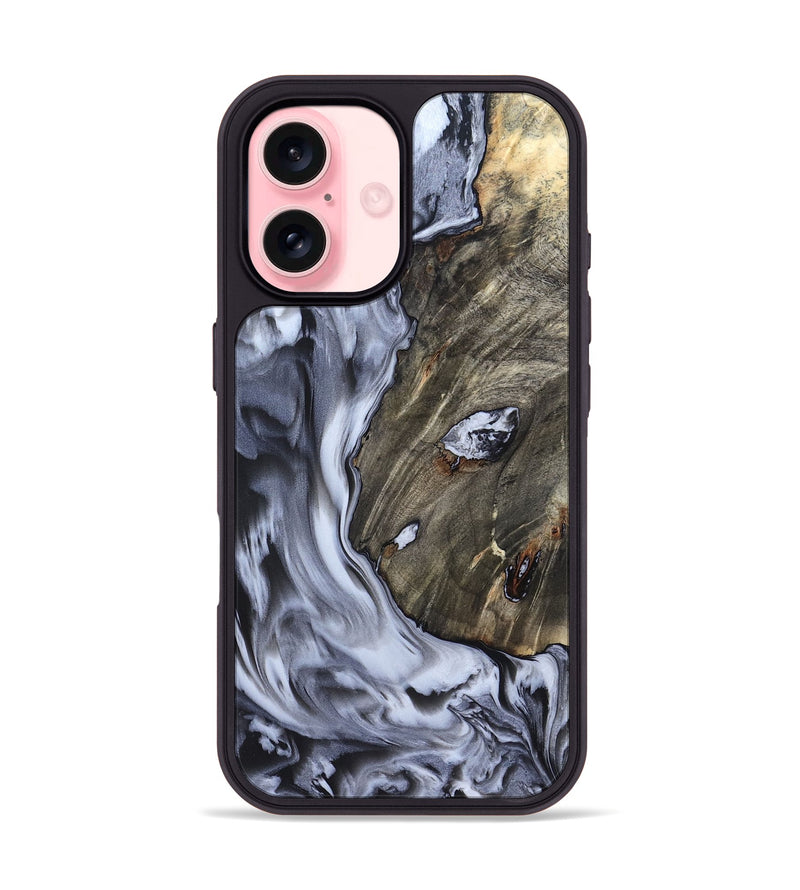 iPhone 16 Wood Phone Case - Taurean (Black & White, 820509)