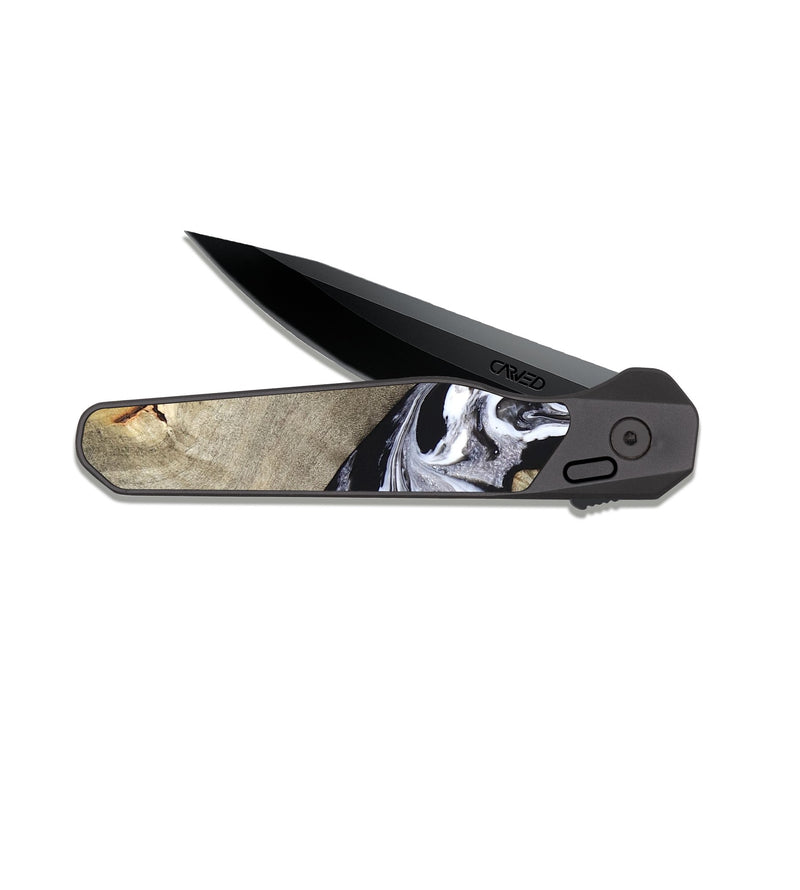EDC Dark Slate Wood Pocket Knife - Sophia (Black & White, 820510)