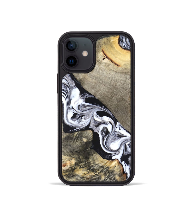 iPhone 12 mini Wood Phone Case - Sophia (Black & White, 820510)
