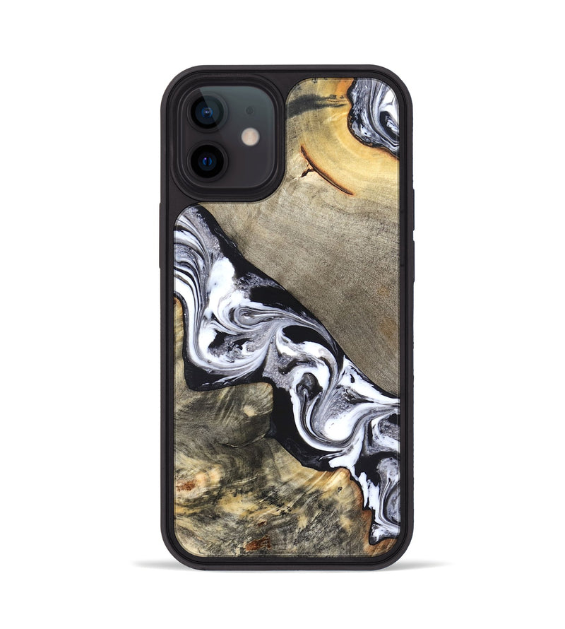 iPhone 12 Wood Phone Case - Sophia (Black & White, 820510)