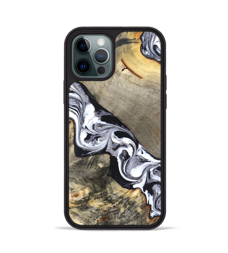iPhone 12 Pro Wood Phone Case - Sophia (Black & White, 820510)