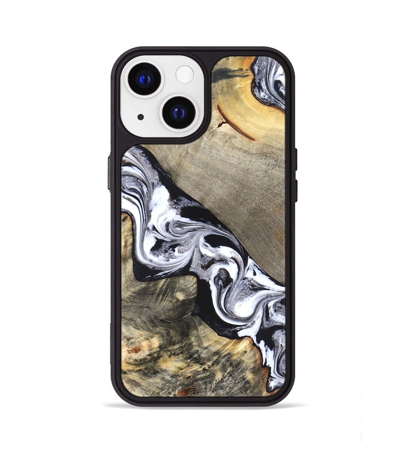 iPhone 13 Wood Phone Case - Sophia (Black & White, 820510)