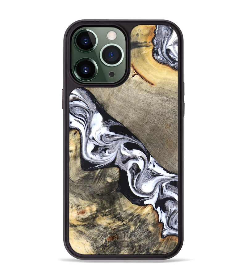 iPhone 13 Pro Max Wood Phone Case - Sophia (Black & White, 820510)
