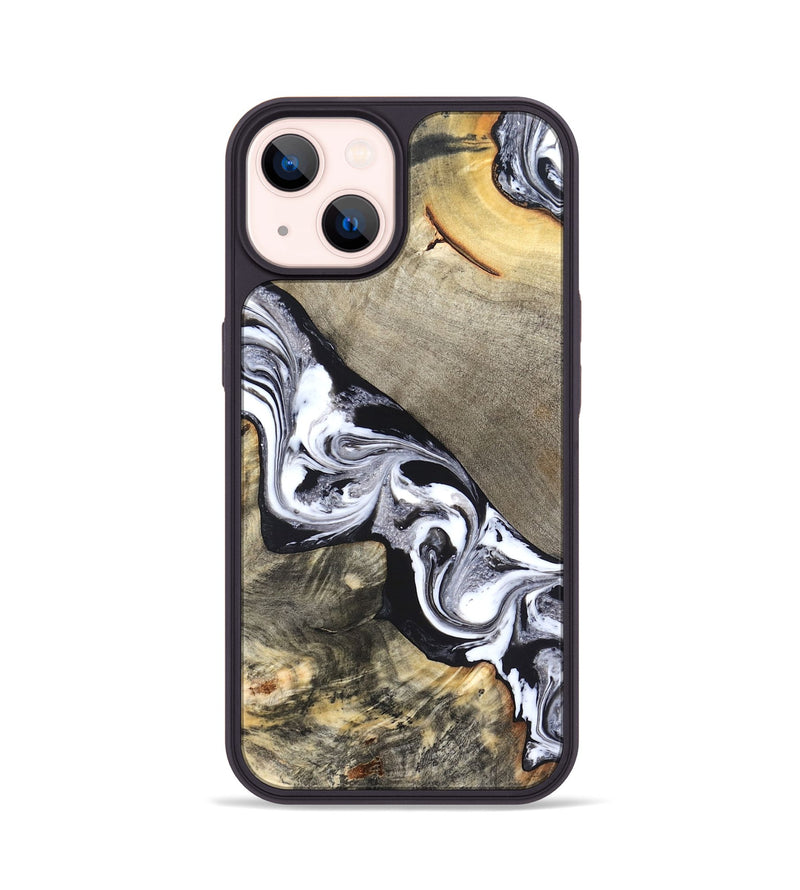 iPhone 14 Wood Phone Case - Sophia (Black & White, 820510)