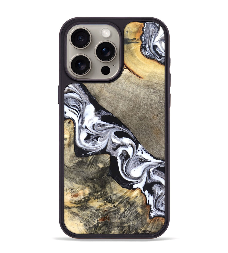 iPhone 15 Pro Max Wood Phone Case - Sophia (Black & White, 820510)