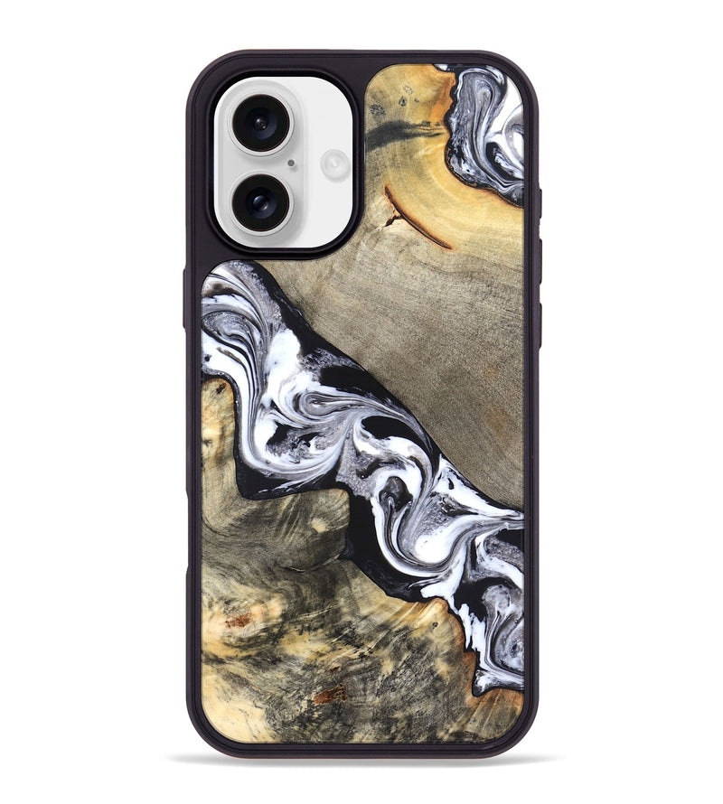iPhone 16 Plus Wood Phone Case - Sophia (Black & White, 820510)