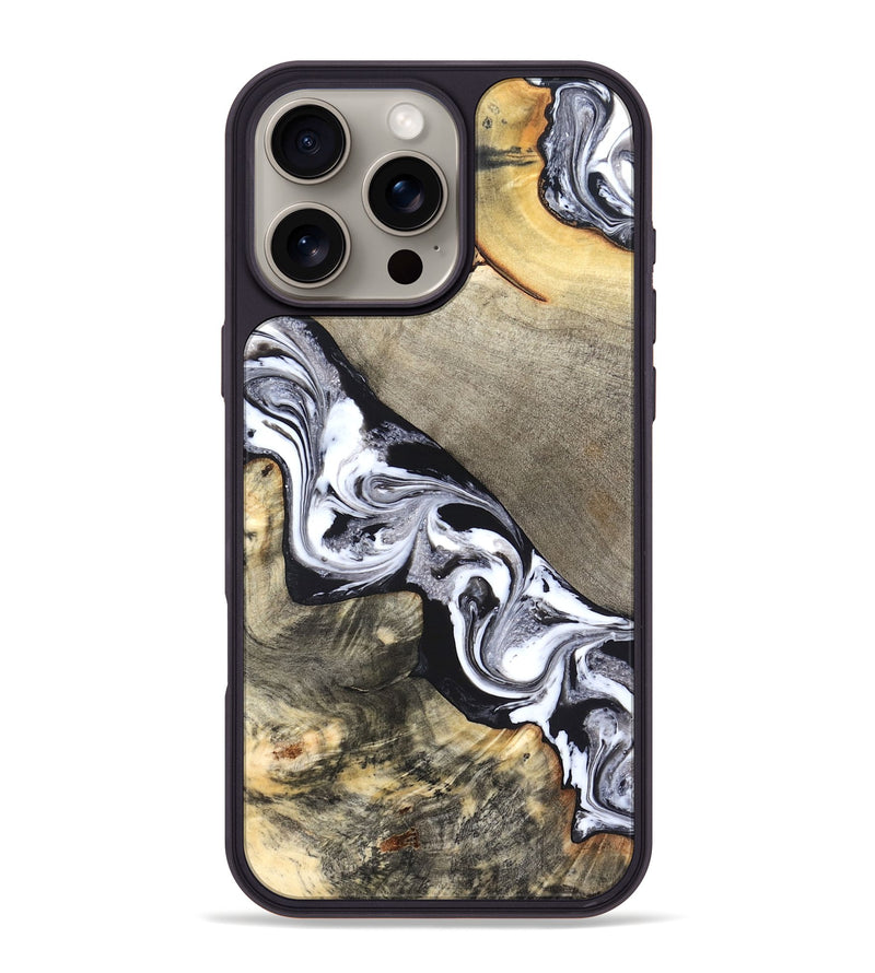 iPhone 16 Pro Max Wood Phone Case - Sophia (Black & White, 820510)