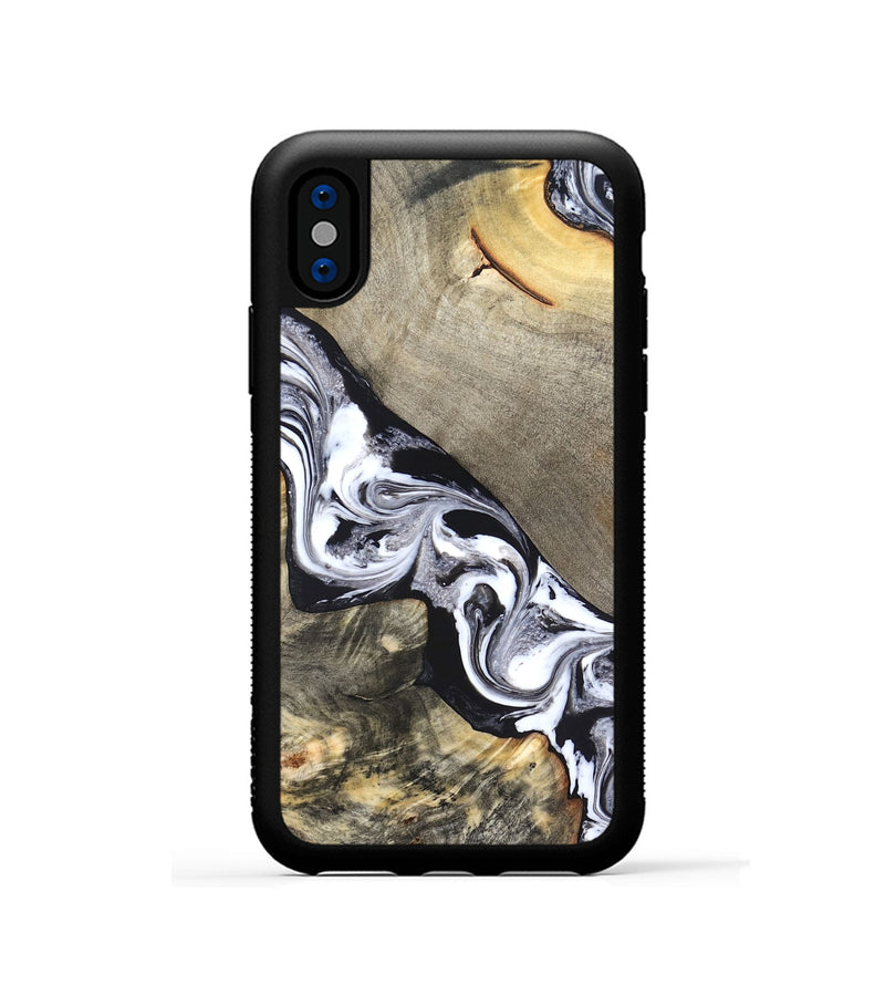 iPhone Xs Wood Phone Case - Sophia (Black & White, 820510)