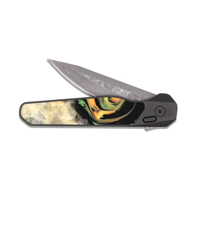 EDC Dark Damascus Wood Pocket Knife - Leif (Neon, 820512)