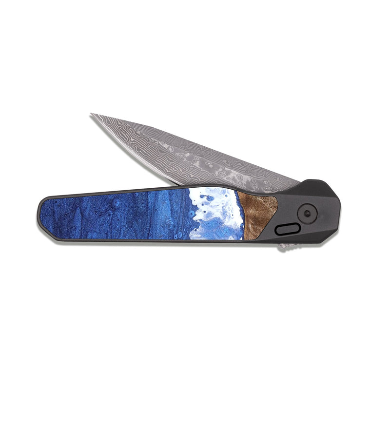 EDC Dark Damascus Wood Pocket Knife - Zaylee (Coastal, 820517)