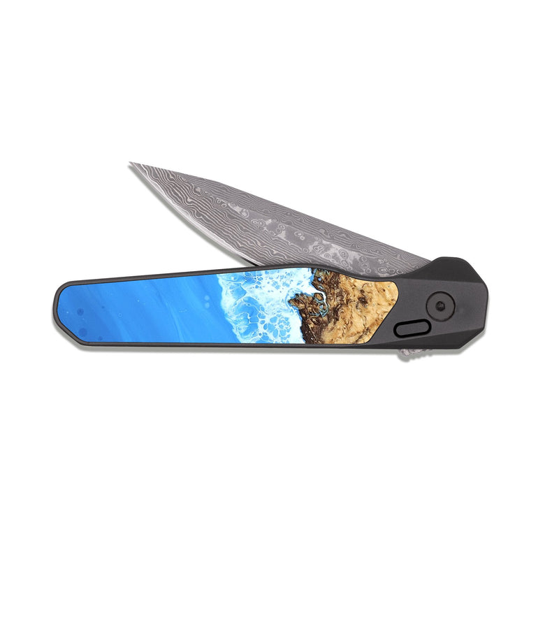 EDC Dark Damascus Wood Pocket Knife - Earle (Coastal, 820518)