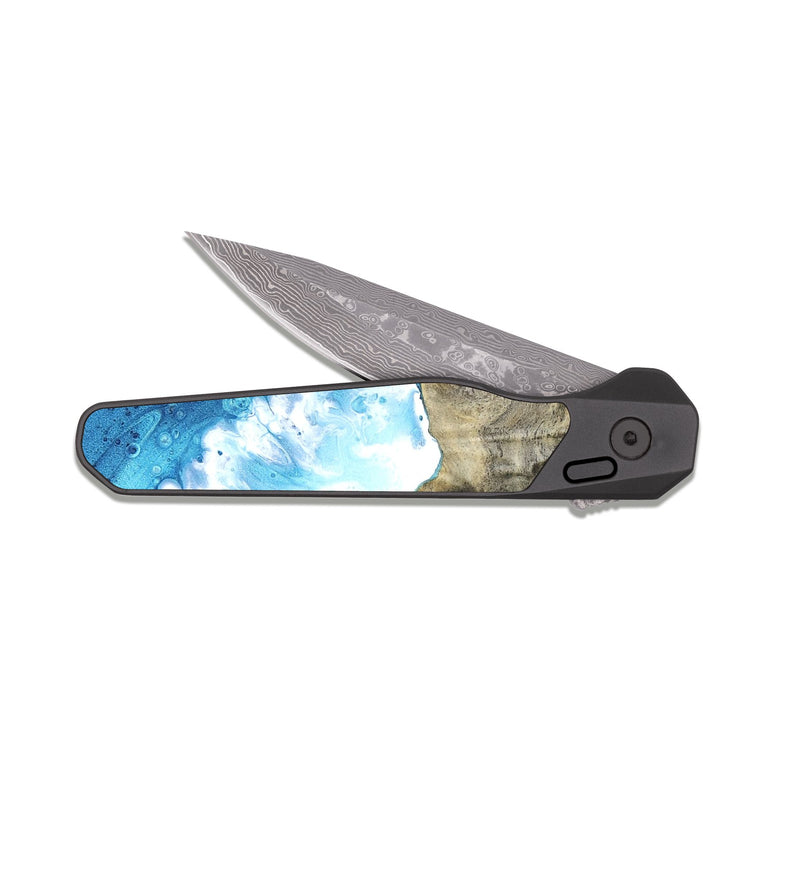 EDC Dark Damascus Wood Pocket Knife - Julia (Coastal, 820520)