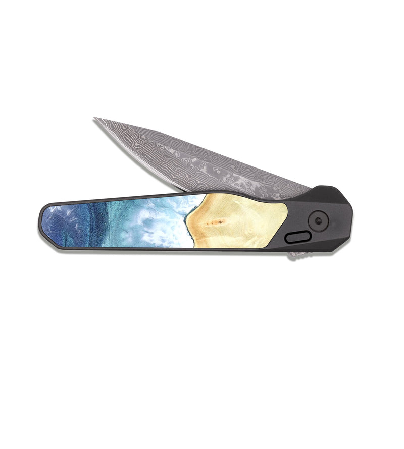 EDC Dark Damascus Wood Pocket Knife - Camille (Coastal, 820522)