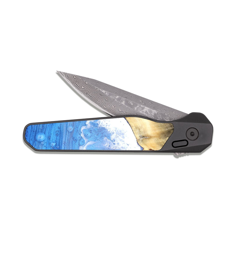 EDC Dark Damascus Wood Pocket Knife - Nathaly (Coastal, 820529)