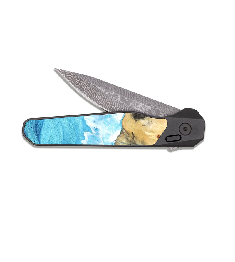 EDC Dark Damascus Wood Pocket Knife - Roselyn (Coastal, 820530)
