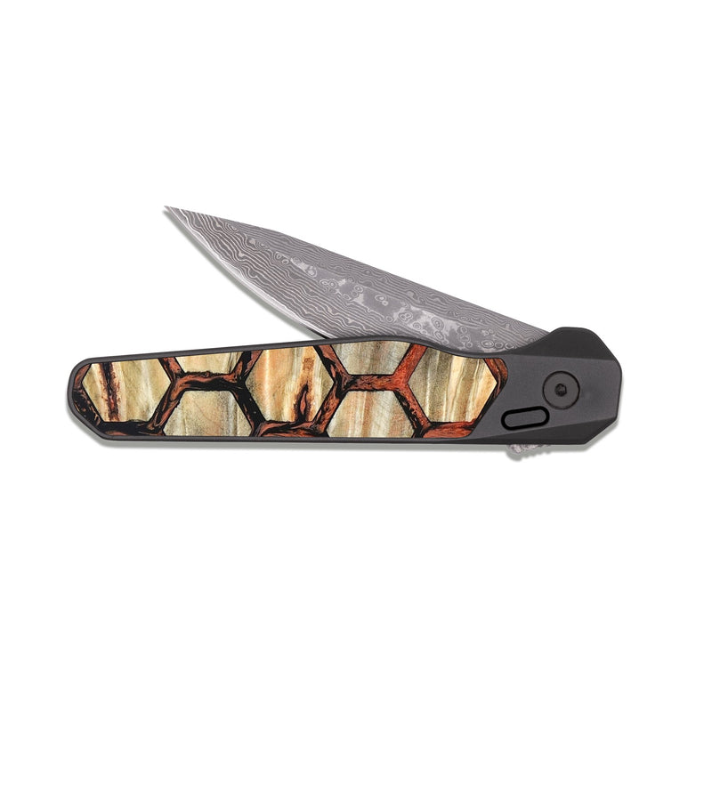 EDC Dark Damascus Wood Pocket Knife - Evander (Pattern, 820531)