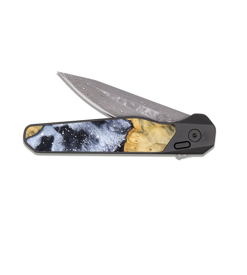 EDC Dark Damascus Wood Pocket Knife - Verne (Cosmos, 820544)