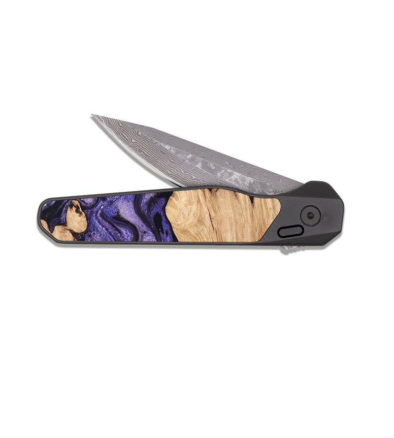 EDC Dark Damascus Wood Pocket Knife - Abagail (Purple, 820558)