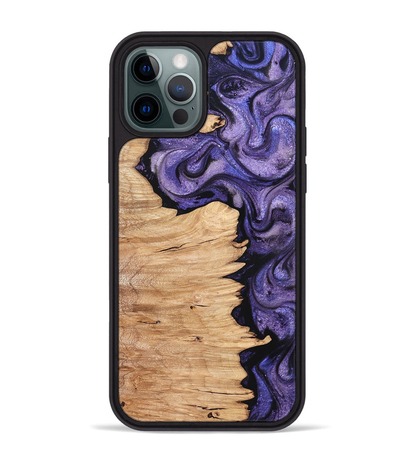 iPhone 12 Pro Max Wood Phone Case - Abagail (Purple, 820558)