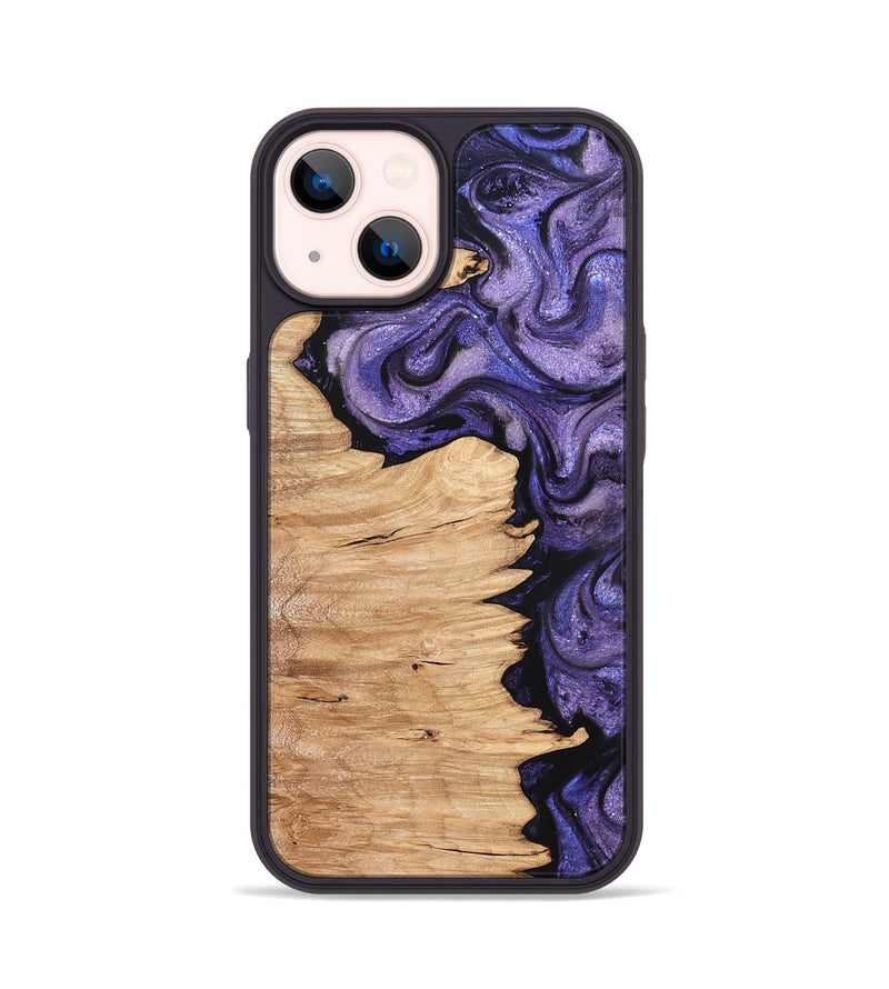 iPhone 14 Wood Phone Case - Abagail (Purple, 820558)