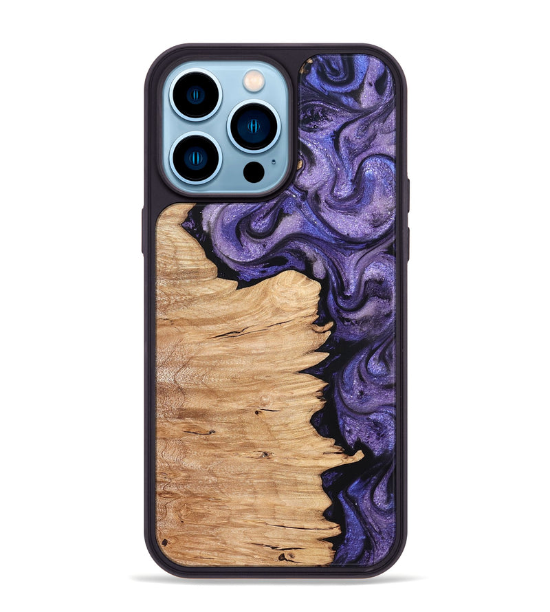 iPhone 14 Pro Max Wood Phone Case - Abagail (Purple, 820558)