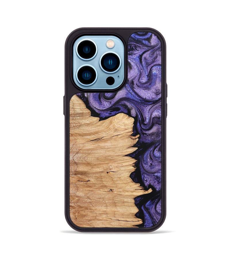 iPhone 14 Pro Wood Phone Case - Abagail (Purple, 820558)