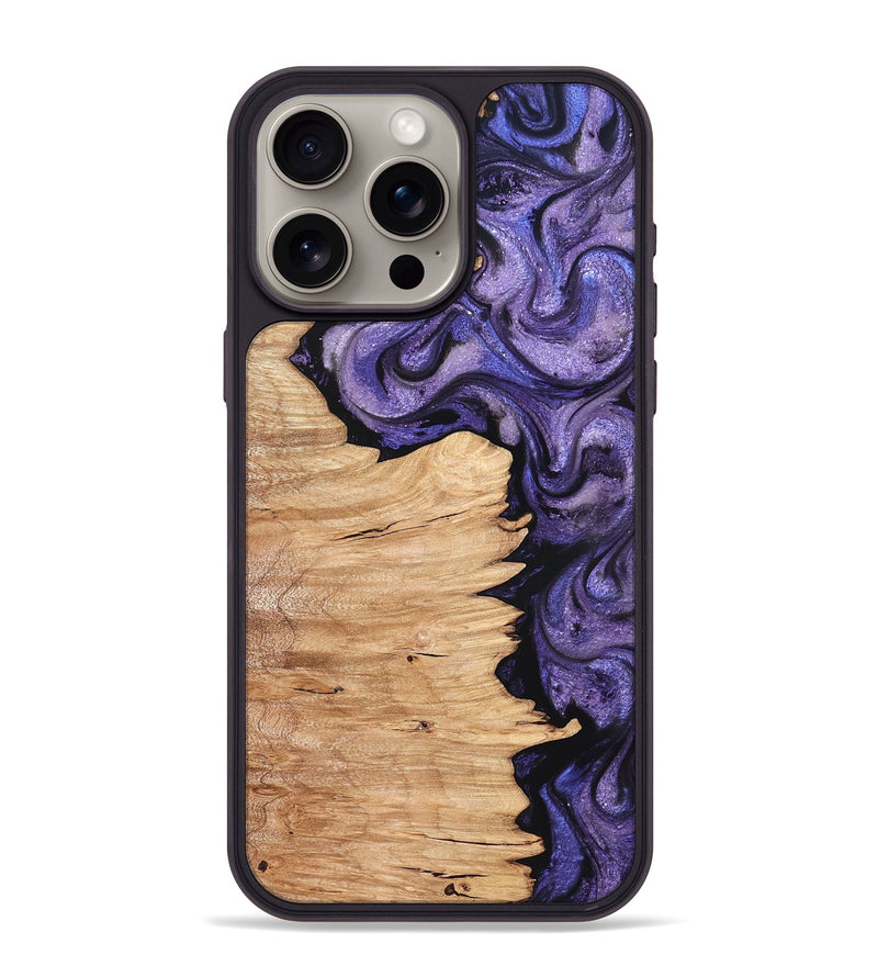 iPhone 15 Pro Max Wood Phone Case - Abagail (Purple, 820558)