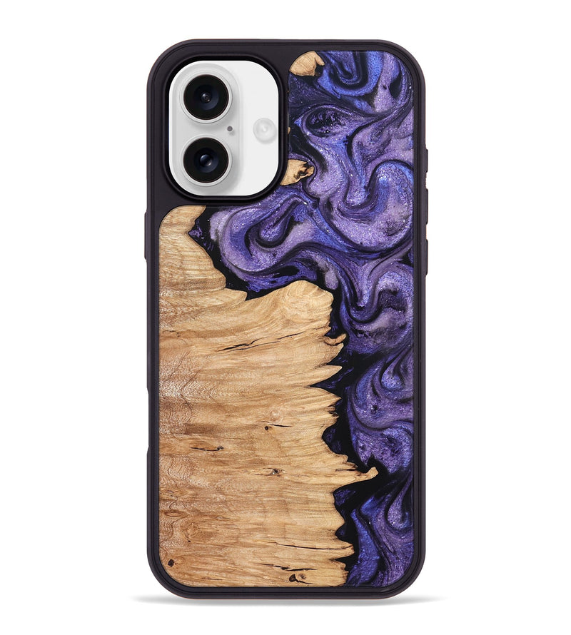 iPhone 16 Plus Wood Phone Case - Abagail (Purple, 820558)