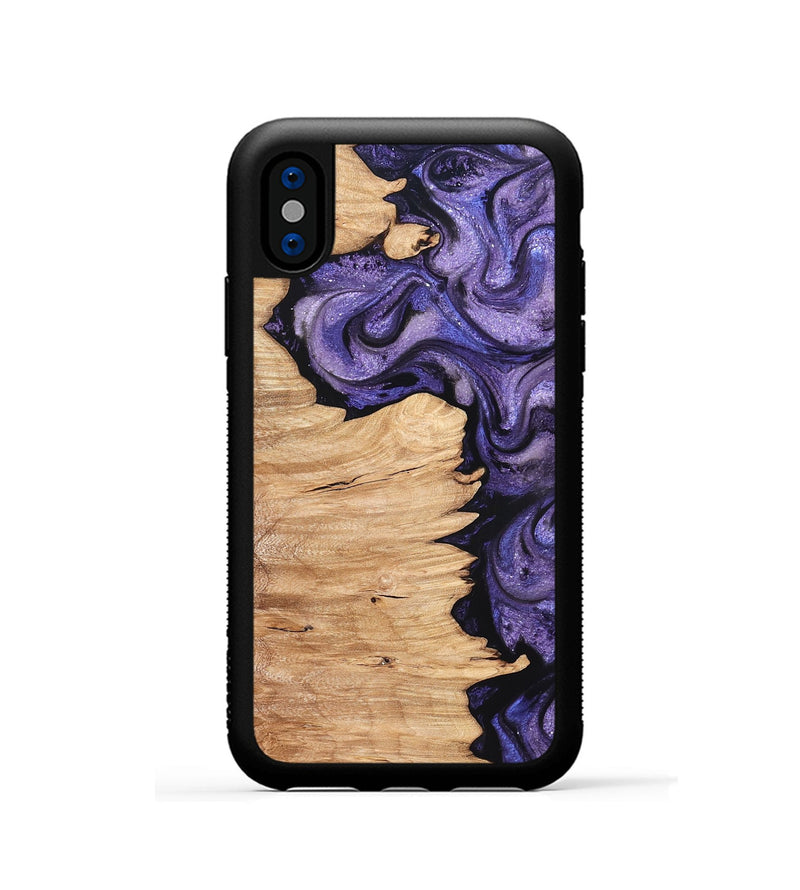 iPhone Xs Wood Phone Case - Abagail (Purple, 820558)